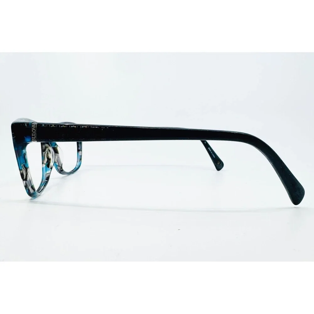 Bulova Eyeglasses Women Teal Blue Marble Anaheim 52-16-135 Full Rim Frame